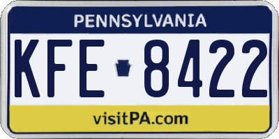PA license plate KFE8422