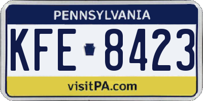 PA license plate KFE8423