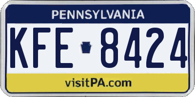 PA license plate KFE8424
