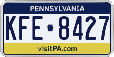 PA license plate KFE8427