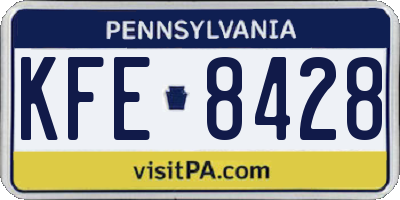 PA license plate KFE8428