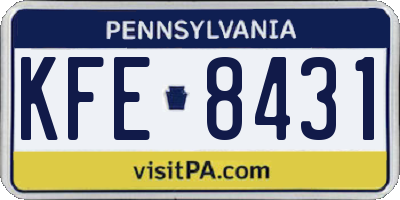 PA license plate KFE8431