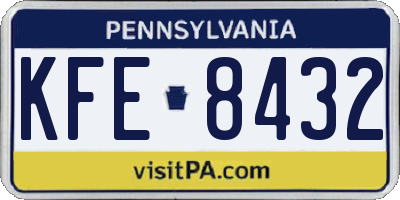 PA license plate KFE8432