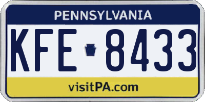 PA license plate KFE8433