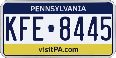 PA license plate KFE8445