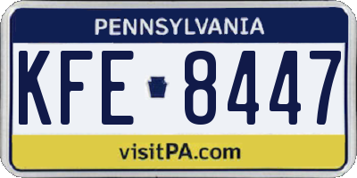 PA license plate KFE8447