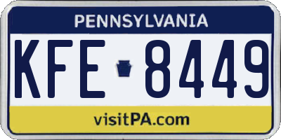 PA license plate KFE8449