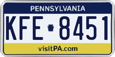 PA license plate KFE8451