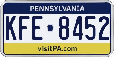 PA license plate KFE8452