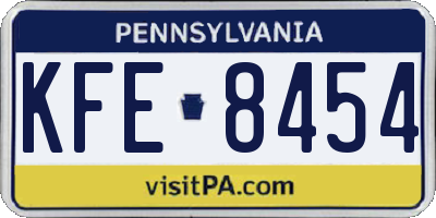 PA license plate KFE8454