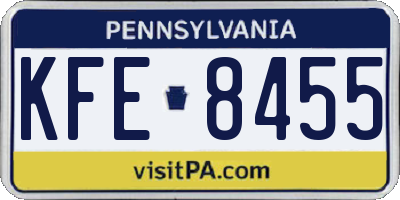 PA license plate KFE8455