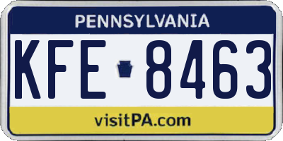 PA license plate KFE8463