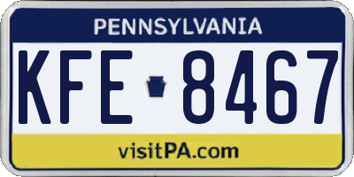 PA license plate KFE8467