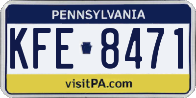 PA license plate KFE8471