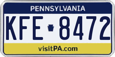 PA license plate KFE8472