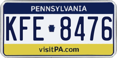 PA license plate KFE8476