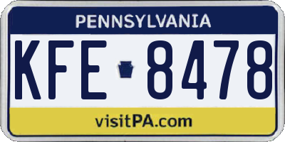 PA license plate KFE8478