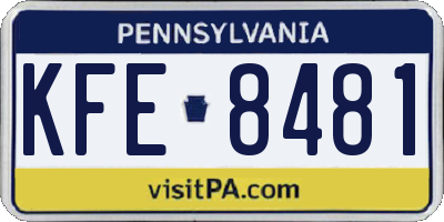 PA license plate KFE8481