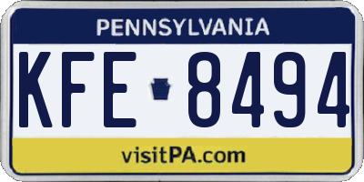 PA license plate KFE8494
