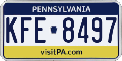 PA license plate KFE8497