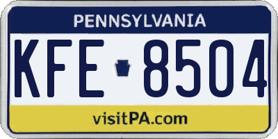 PA license plate KFE8504