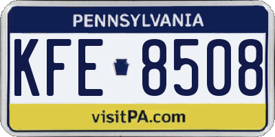 PA license plate KFE8508