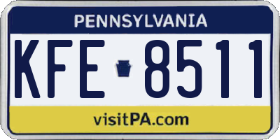 PA license plate KFE8511
