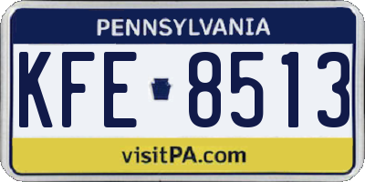 PA license plate KFE8513
