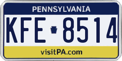PA license plate KFE8514