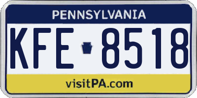 PA license plate KFE8518