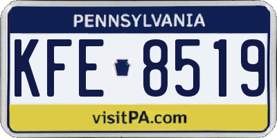 PA license plate KFE8519