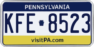 PA license plate KFE8523