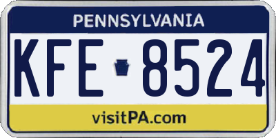 PA license plate KFE8524