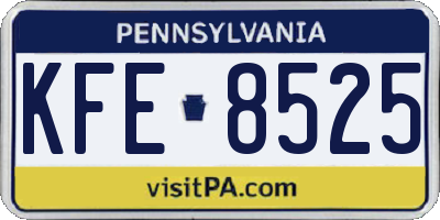 PA license plate KFE8525