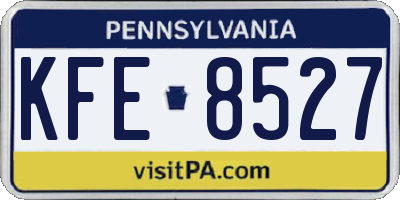 PA license plate KFE8527