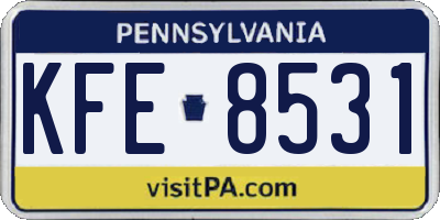 PA license plate KFE8531