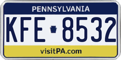 PA license plate KFE8532