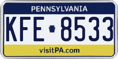 PA license plate KFE8533
