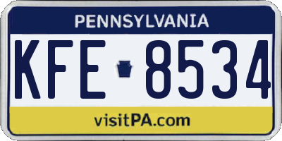 PA license plate KFE8534
