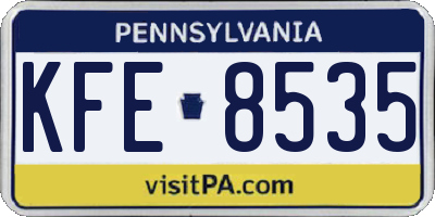 PA license plate KFE8535