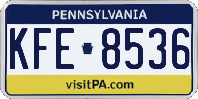 PA license plate KFE8536