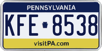 PA license plate KFE8538