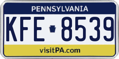 PA license plate KFE8539