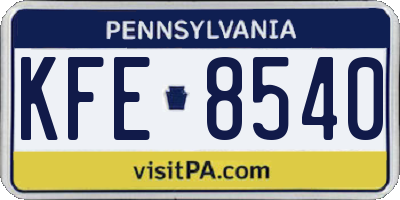 PA license plate KFE8540