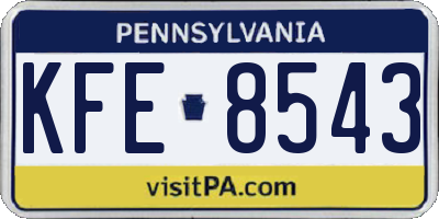 PA license plate KFE8543