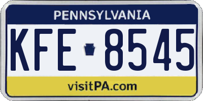 PA license plate KFE8545