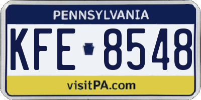 PA license plate KFE8548