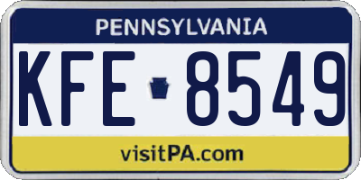 PA license plate KFE8549