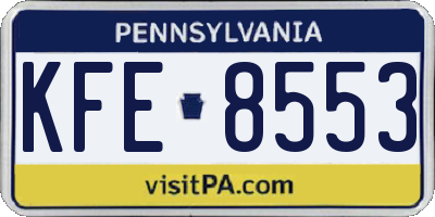 PA license plate KFE8553