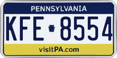 PA license plate KFE8554